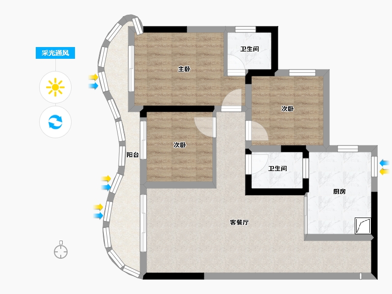 四川省-成都市-天府云城C区-65.00-户型库-采光通风