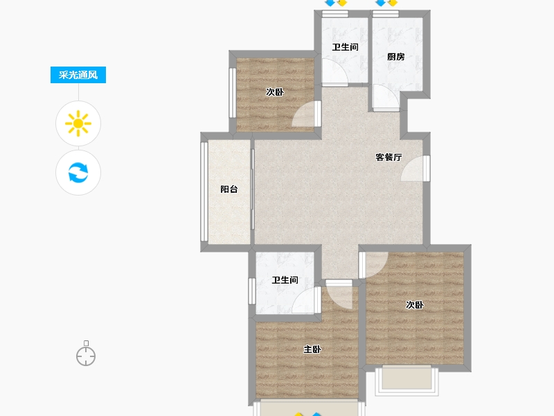 河北省-廊坊市-狮子城丁香园-80.81-户型库-采光通风