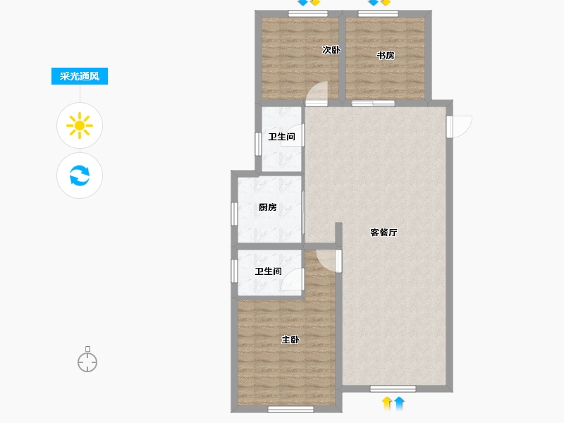 内蒙古自治区-包头市-中海望京府-100.80-户型库-采光通风