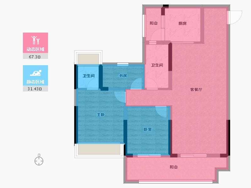 湖北省-十堰市-大家十里桃源-87.89-户型库-动静分区