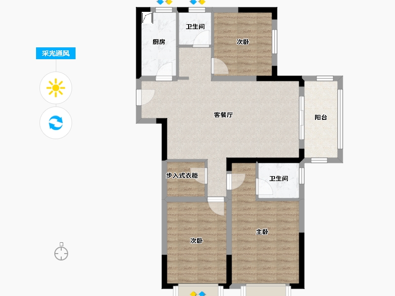 江苏省-苏州市-合生颐廷-105.00-户型库-采光通风