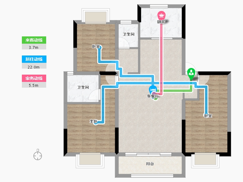 江苏省-泰州市-滨江城市花园-93.07-户型库-动静线