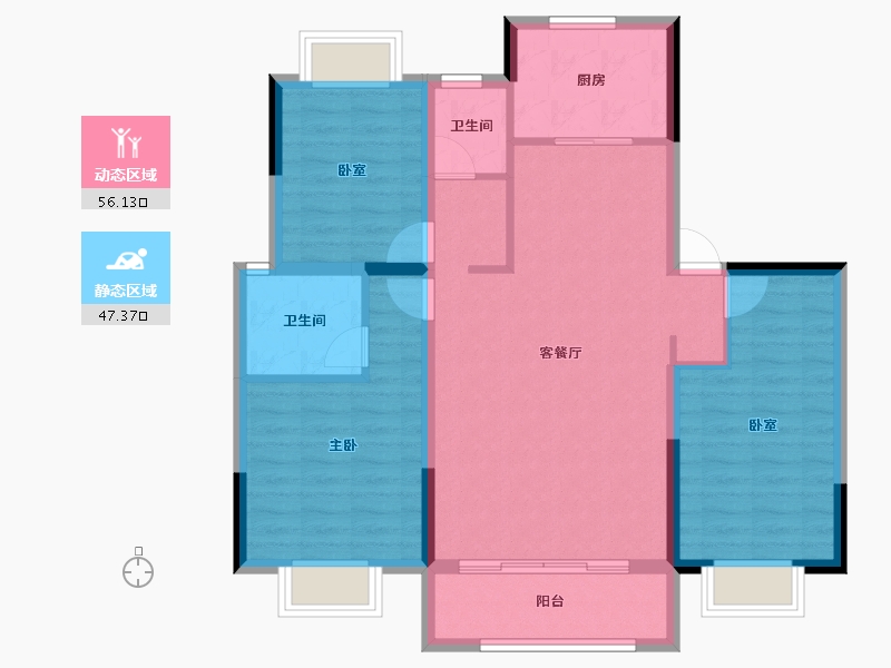 江苏省-泰州市-滨江城市花园-93.07-户型库-动静分区