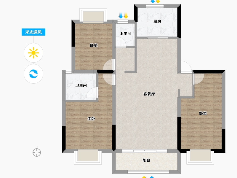 江苏省-泰州市-滨江城市花园-93.07-户型库-采光通风