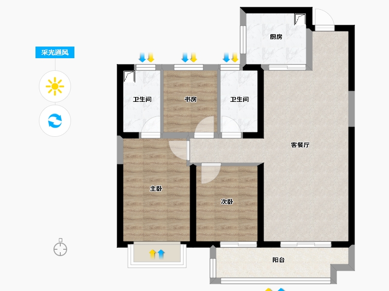 山西省-太原市-中铁诺德逸宸云著-80.00-户型库-采光通风