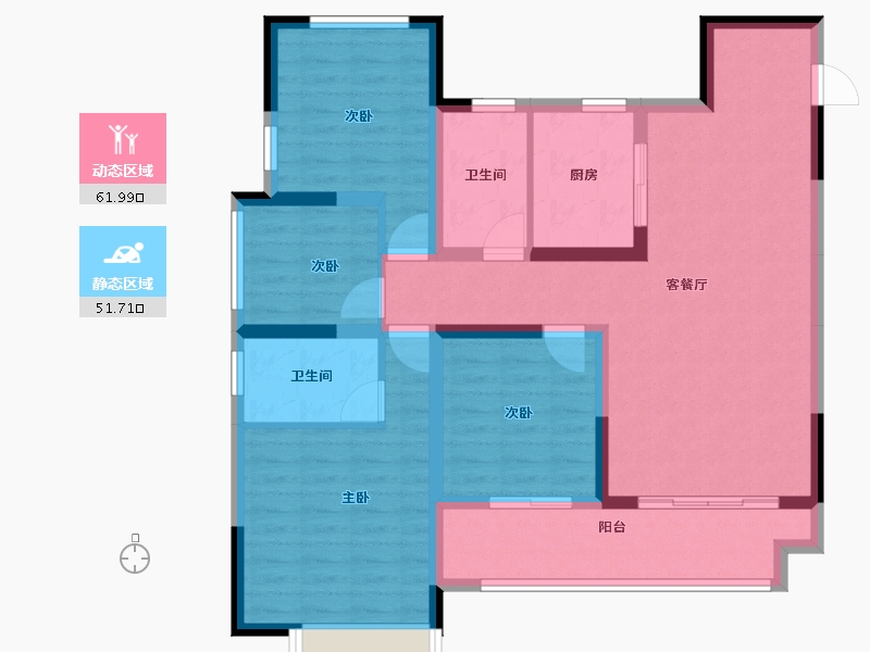 安徽省-蚌埠市-中国铁建·燕南苑花语苑-100.95-户型库-动静分区