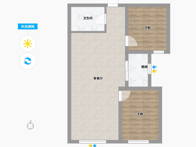 内蒙古自治区-包头市-青福新城-62.23-户型库-采光通风