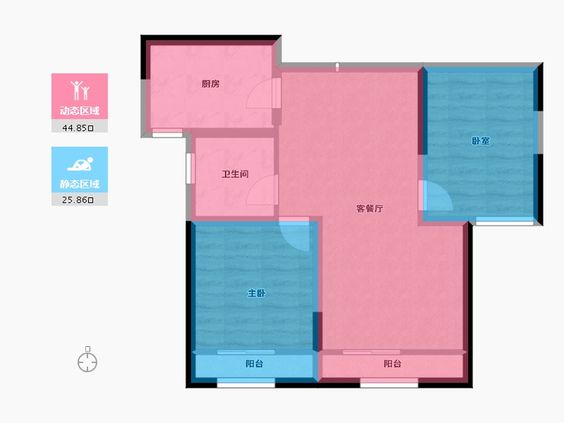 内蒙古自治区-包头市-滨海名都二期-62.74-户型库-动静分区