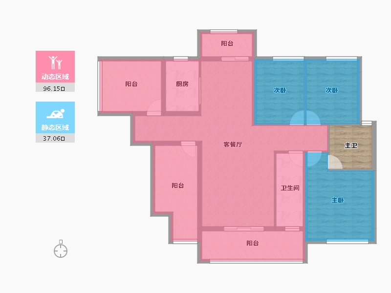 贵州省-黔南布依族苗族自治州-紫薇学府一号-124.79-户型库-动静分区