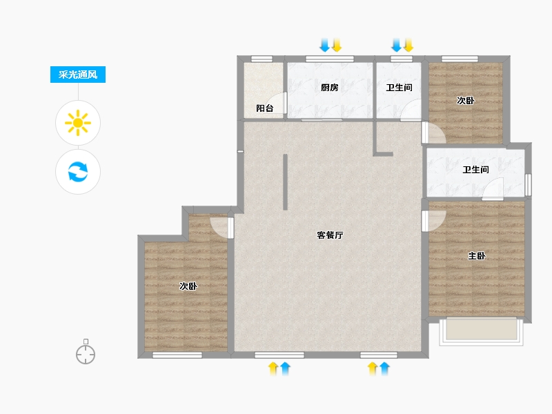 内蒙古自治区-包头市-远洲大都汇-115.54-户型库-采光通风