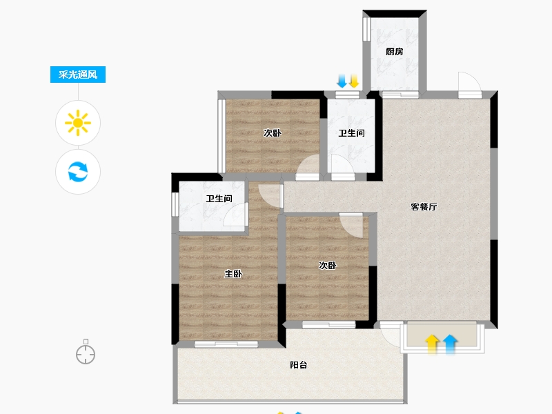 广西壮族自治区-桂林市-信昌湘皋雅苑-90.60-户型库-采光通风