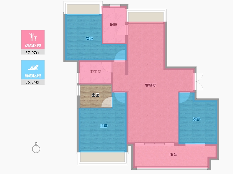 贵州省-黔南布依族苗族自治州-涟江华庭-88.00-户型库-动静分区