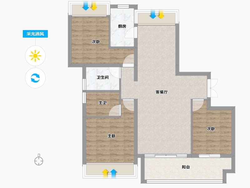 贵州省-黔南布依族苗族自治州-涟江华庭-88.00-户型库-采光通风