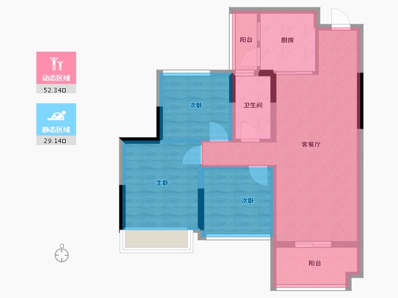 广西壮族自治区-桂林市-彰泰冠臻园-72.18-户型库-动静分区