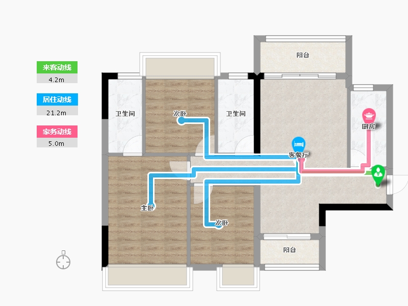 广西壮族自治区-桂林市-宁铁叠彩佳园-80.14-户型库-动静线