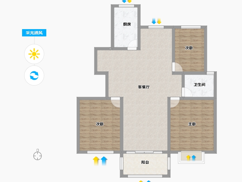 河南省-商丘市-和谐·北大花园-107.85-户型库-采光通风