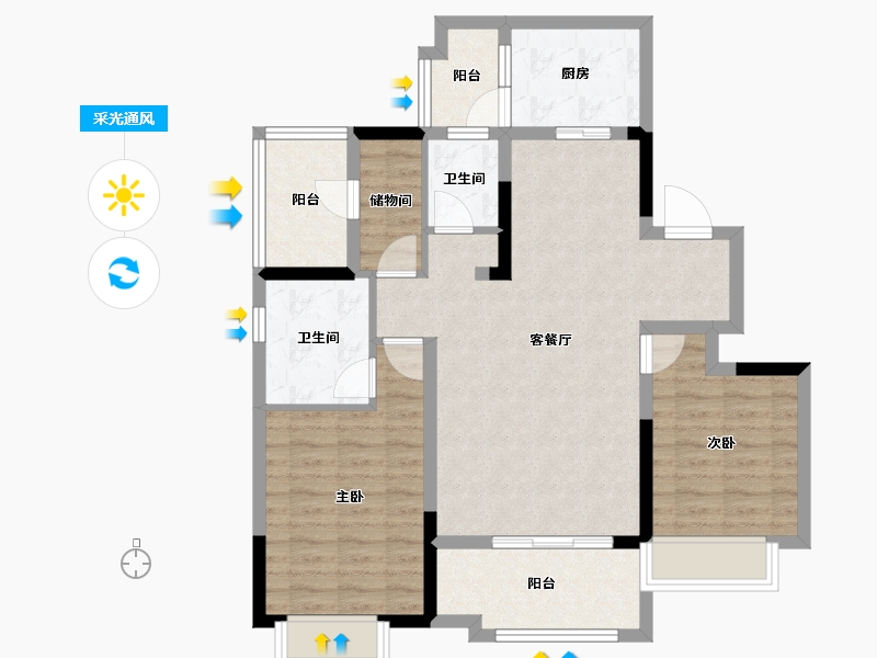 四川省-成都市-新城悦隽盛世-88.66-户型库-采光通风