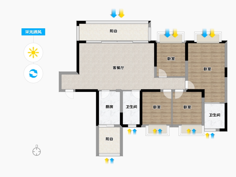 四川省-成都市-成都嘉和世纪城-119.61-户型库-采光通风