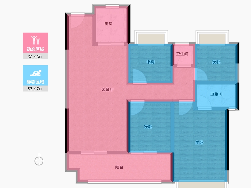 湖北省-孝感市-金港世纪城-109.60-户型库-动静分区