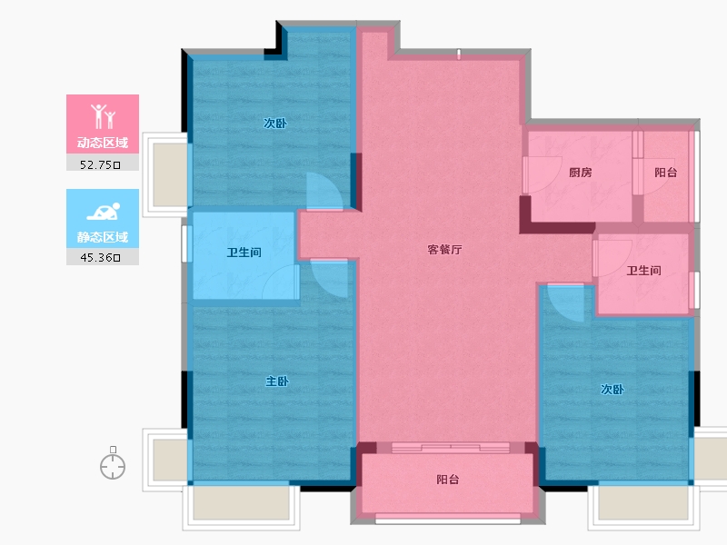 四川省-成都市-东韵花园-94.00-户型库-动静分区