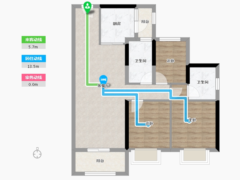 广东省-江门市-恩平碧桂园世纪城-75.40-户型库-动静线