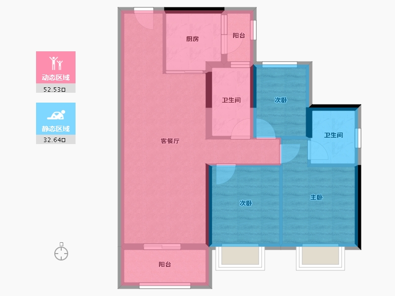 广东省-江门市-恩平碧桂园世纪城-75.40-户型库-动静分区