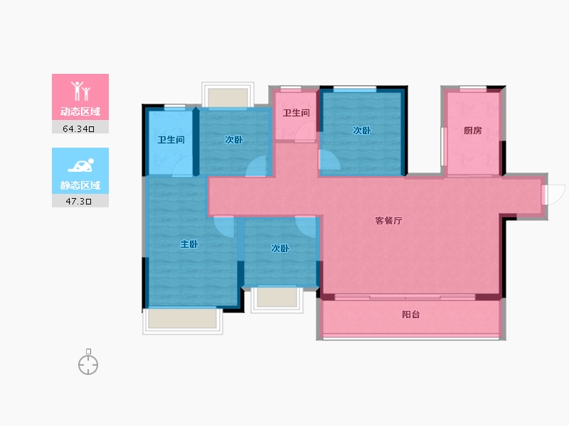 四川省-成都市-华侨城粼港樾府-100.47-户型库-动静分区