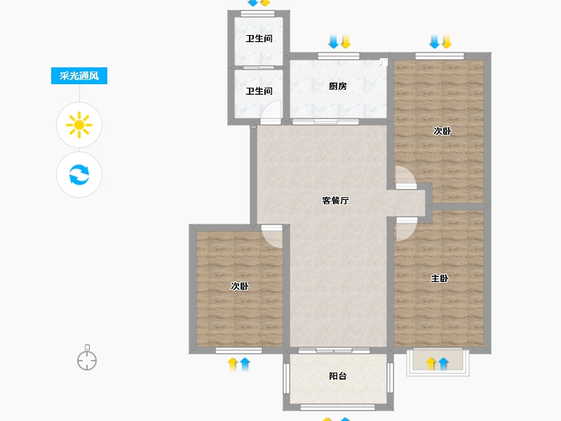 河南省-商丘市-和谐·北大花园-106.18-户型库-采光通风