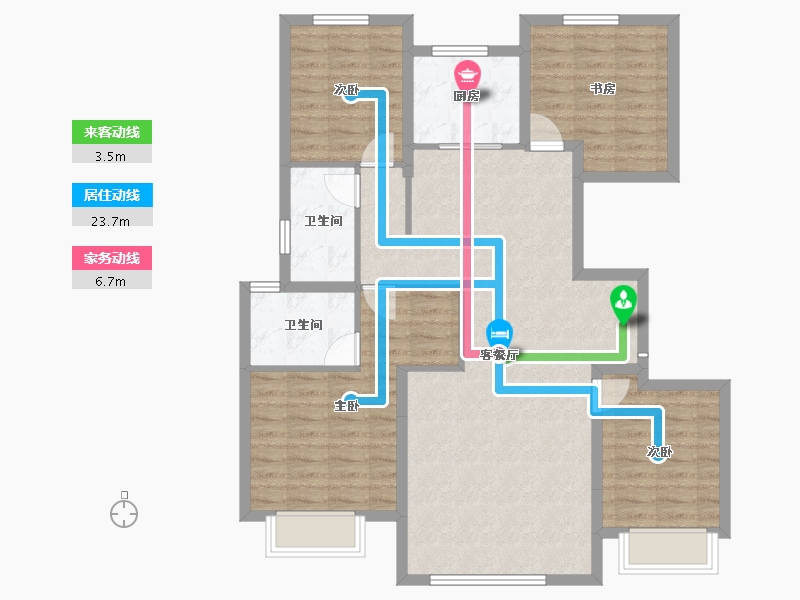 内蒙古自治区-包头市-远洲大都汇-103.45-户型库-动静线