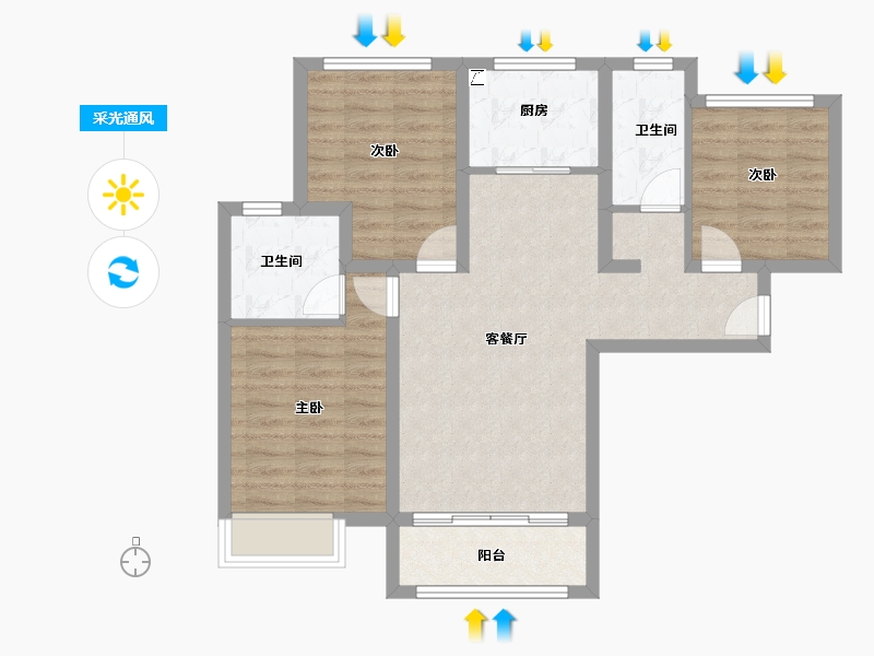 河北省-廊坊市-狮子城丁香园-79.21-户型库-采光通风