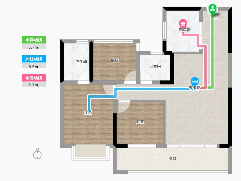 江苏省-泰州市-金通绿城春晓江南桃李春风-88.00-户型库-动静线