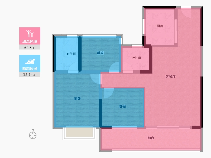 江苏省-泰州市-金通绿城春晓江南桃李春风-88.00-户型库-动静分区