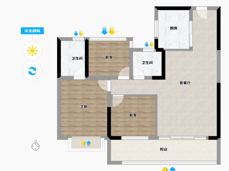 江苏省-泰州市-金通绿城春晓江南桃李春风-88.00-户型库-采光通风