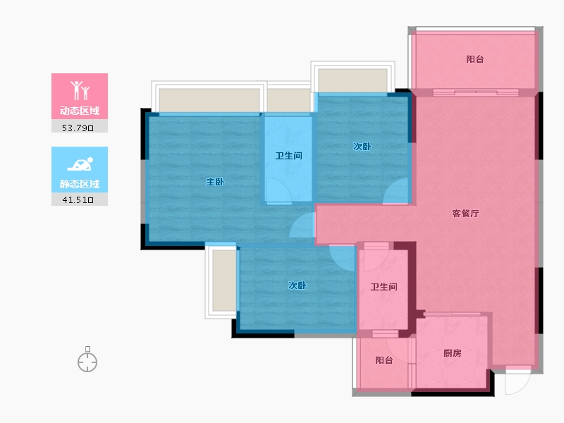 四川省-成都市-成都嘉和世纪城-85.58-户型库-动静分区