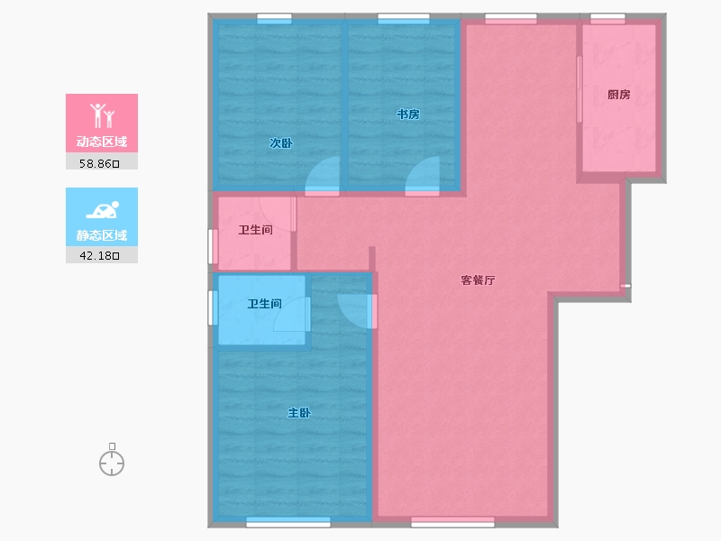 内蒙古自治区-包头市-都市庭苑-91.49-户型库-动静分区