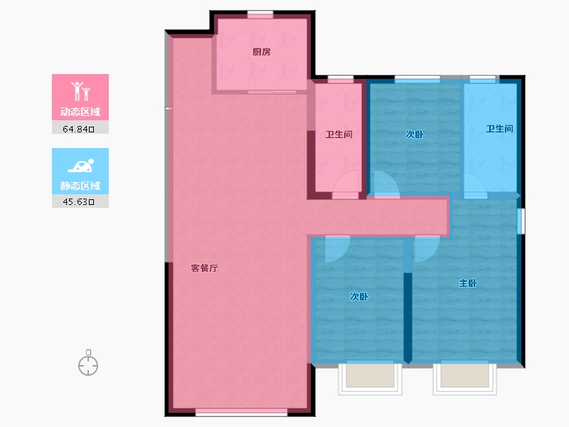 内蒙古自治区-包头市-远洲大都汇-99.68-户型库-动静分区