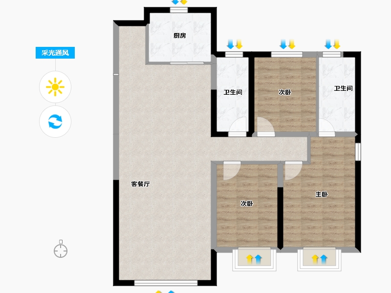 内蒙古自治区-包头市-远洲大都汇-99.68-户型库-采光通风