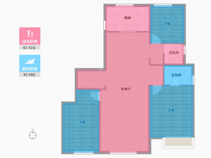 内蒙古自治区-包头市-远洲大都汇-97.81-户型库-动静分区