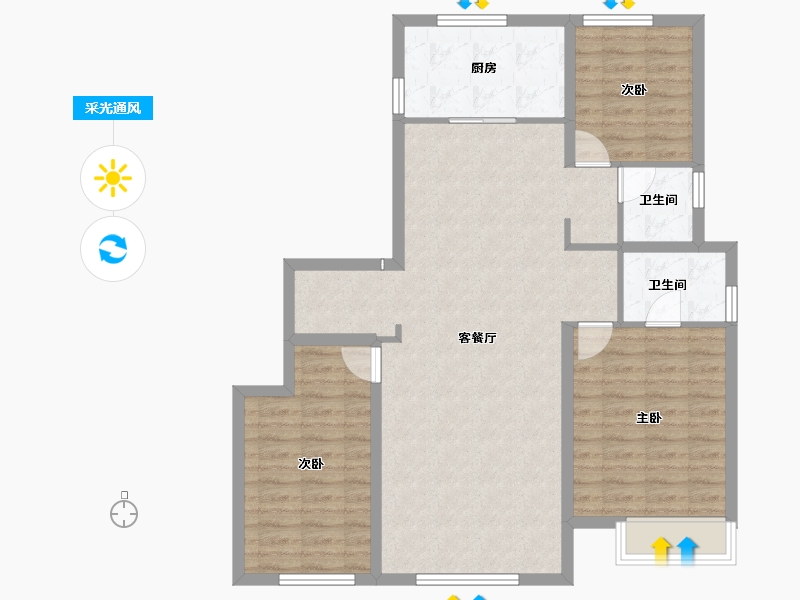 内蒙古自治区-包头市-远洲大都汇-97.81-户型库-采光通风