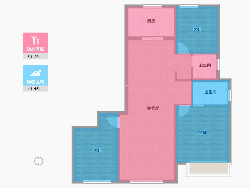 内蒙古自治区-包头市-远洲大都汇-83.68-户型库-动静分区