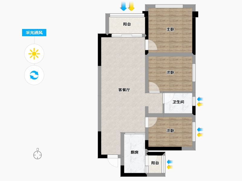 四川省-成都市-新城悦隽盛世-68.38-户型库-采光通风