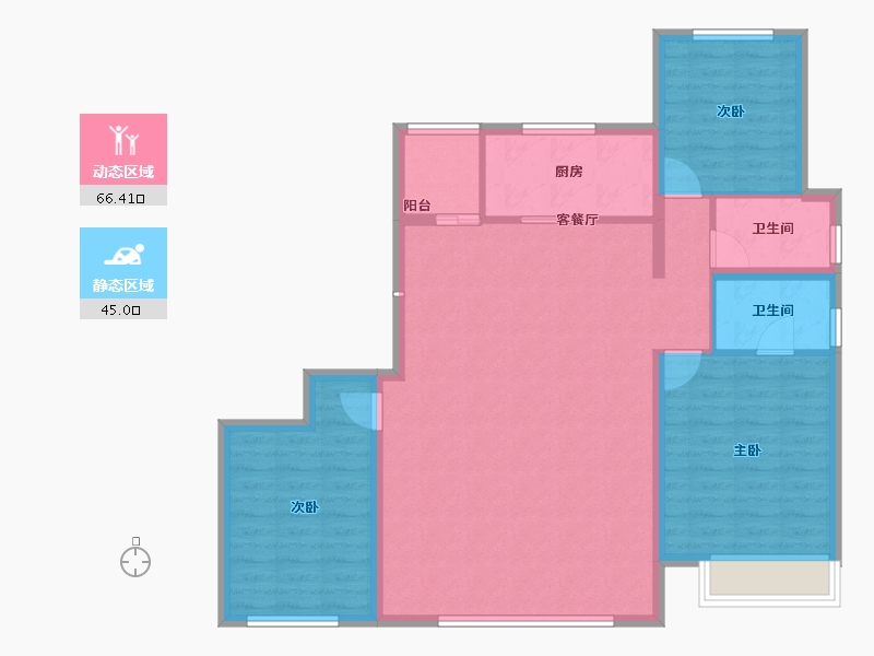 内蒙古自治区-包头市-远洲大都汇-101.14-户型库-动静分区