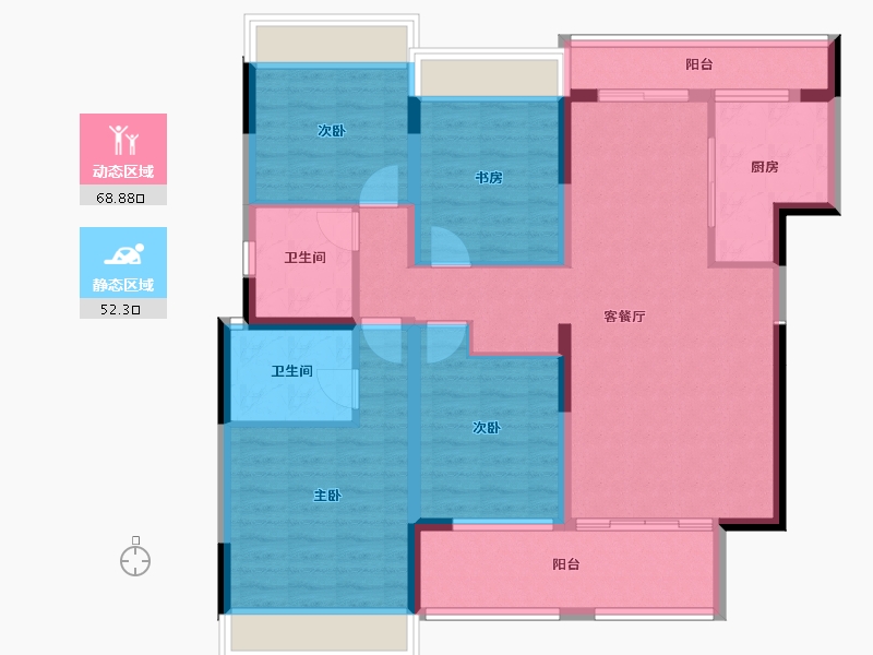 四川省-成都市-嘉合凤凰岛-107.93-户型库-动静分区