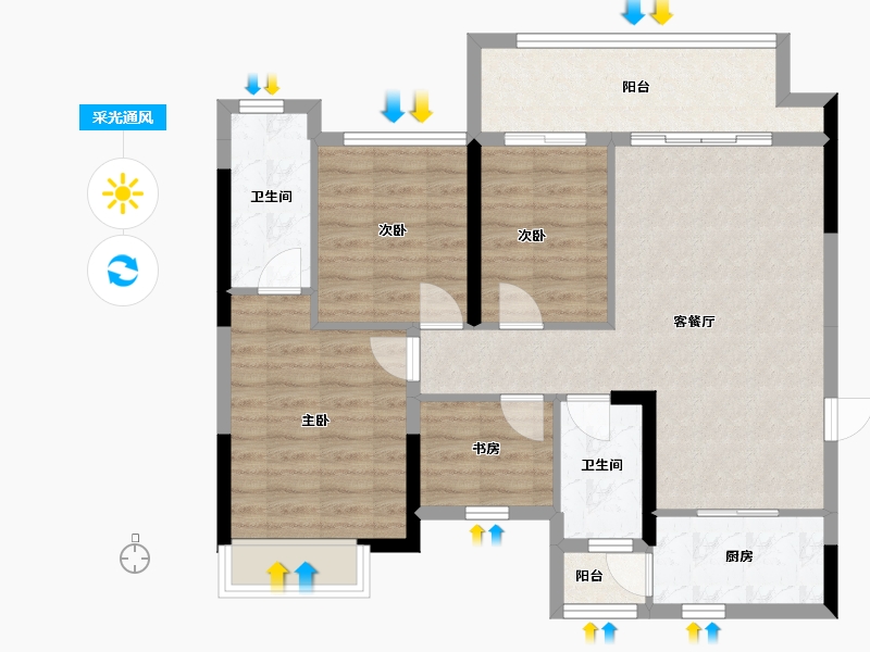 广西壮族自治区-桂林市-真龙华府-87.75-户型库-采光通风