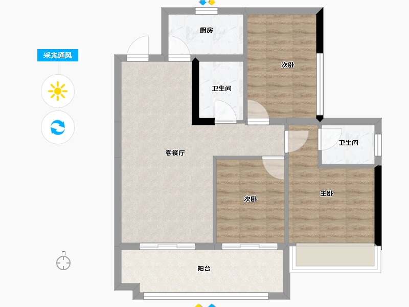 广西壮族自治区-桂林市-真龙华府-71.07-户型库-采光通风