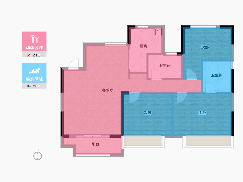 安徽省-芜湖市-中丞翰林时代-89.60-户型库-动静分区