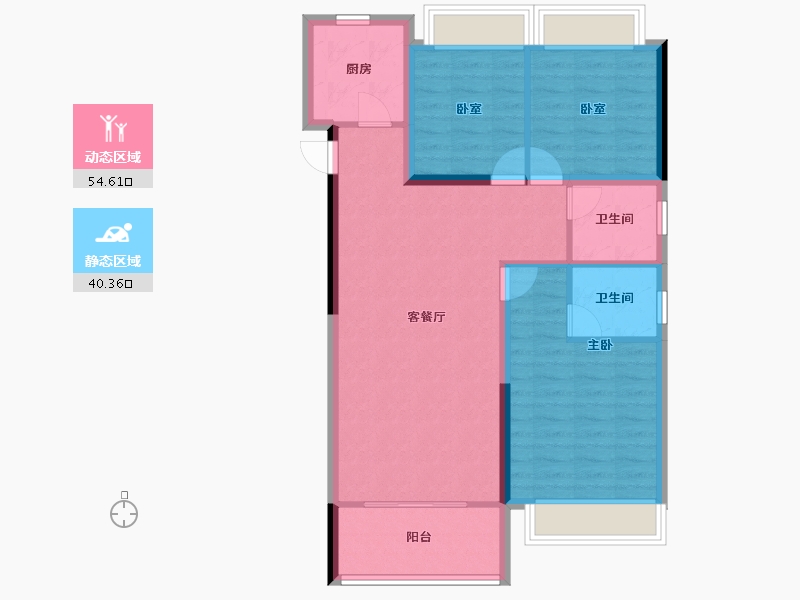 湖北省-孝感市-光明钰府-85.59-户型库-动静分区