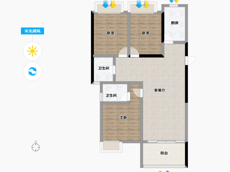 湖北省-孝感市-光明钰府-91.81-户型库-采光通风