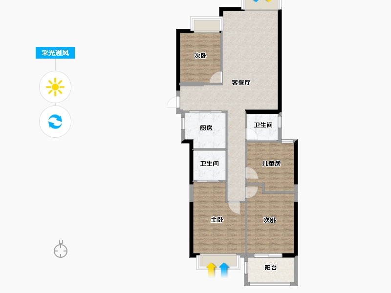 福建省-福州市-万科金域时代-105.00-户型库-采光通风