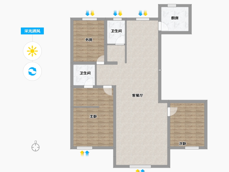 内蒙古自治区-包头市-都市庭苑-108.47-户型库-采光通风